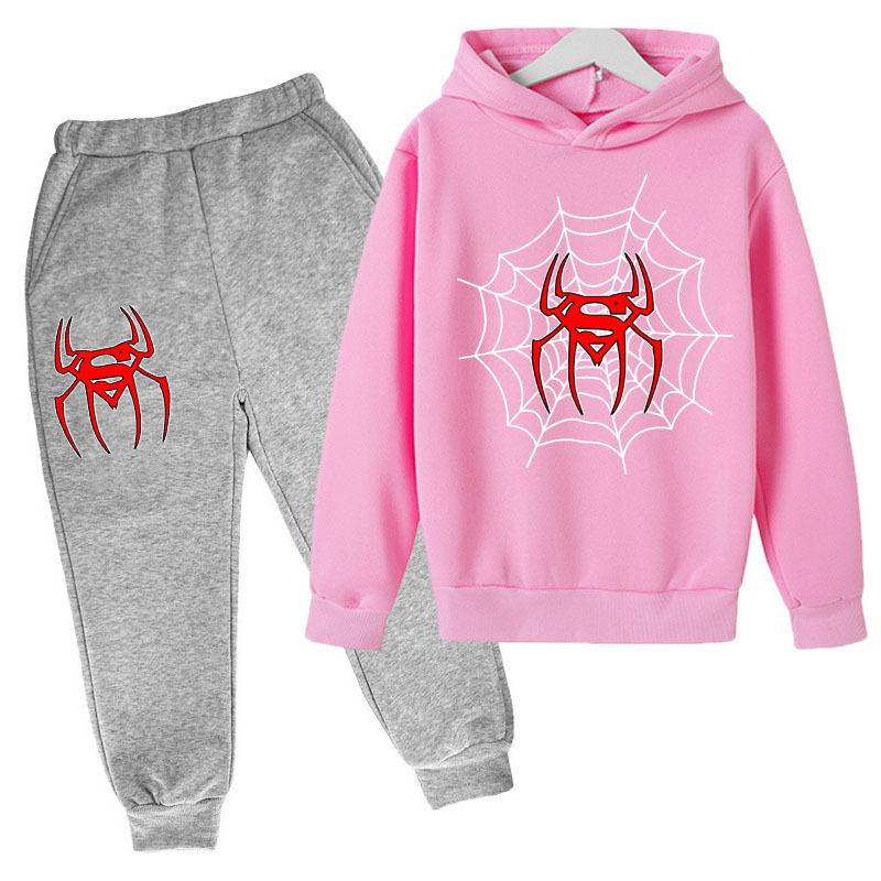 Autumn Winter Spider Printed Hoodies Sweatpants Set Fashionable Casual Warm Sports Long Sleeved Pants Men's Sport Wear
