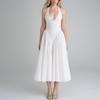 Spring Women's New Elegant Long Dress V-neck Sexy White Party Gown Dress for Women