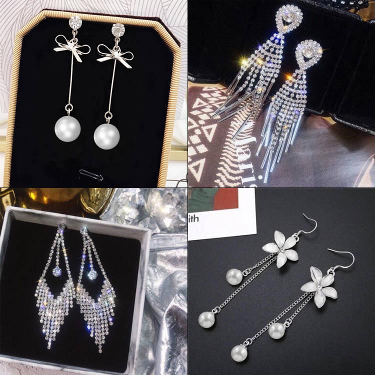 Pearl & Zircon Tassel Earrings