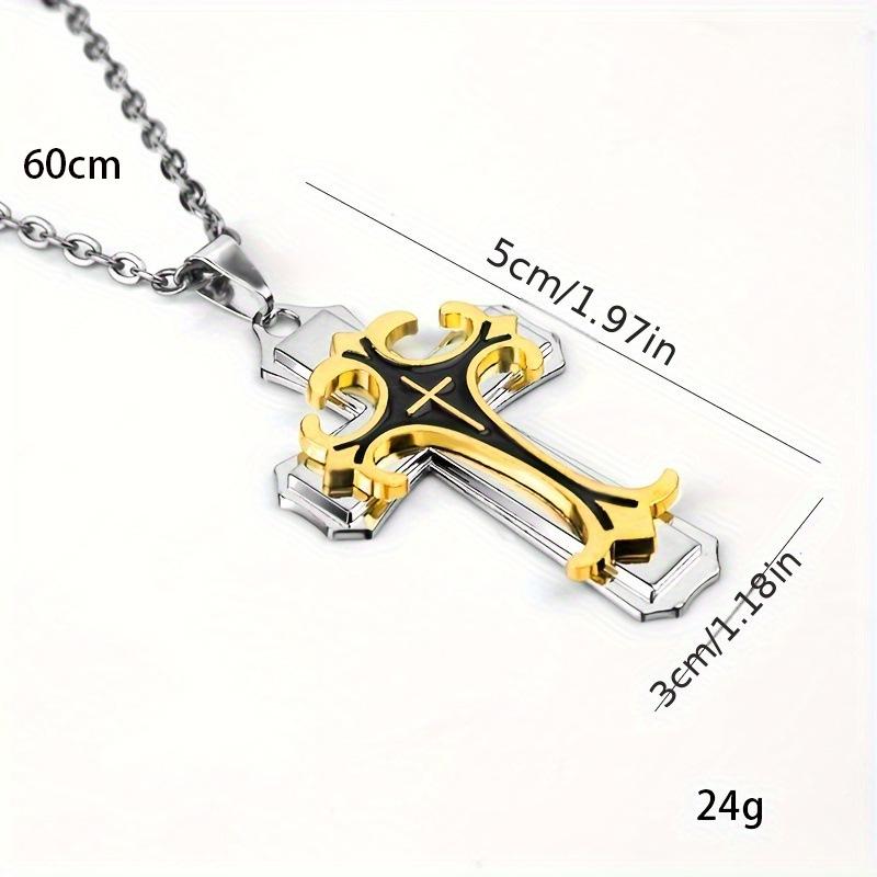 Men's Hot-Selling Three-Layer Cross Pendant Necklace Jewelry