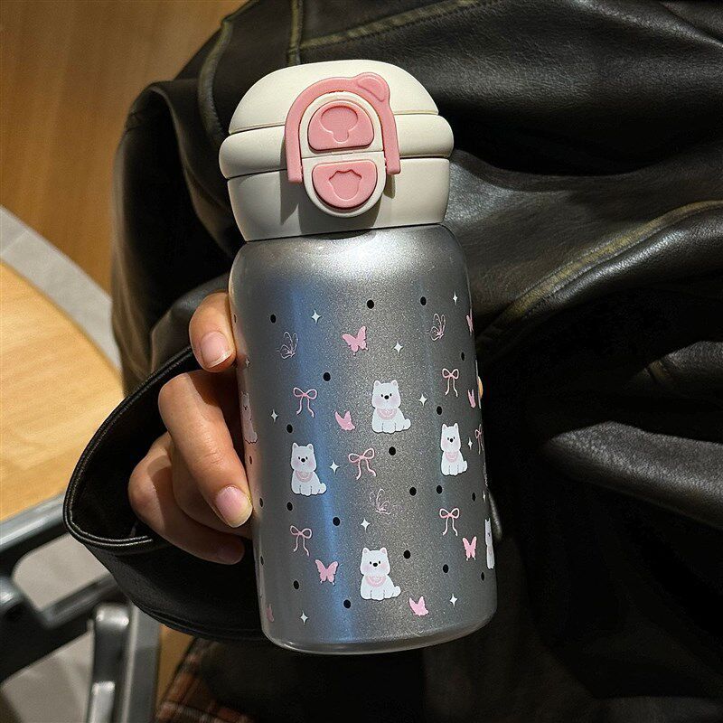 New Large-Capacity Thermos Cup Made of 316 Stainless Steel, High Aesthetic Value, Suitable for Students, with a Straw, for Home Use