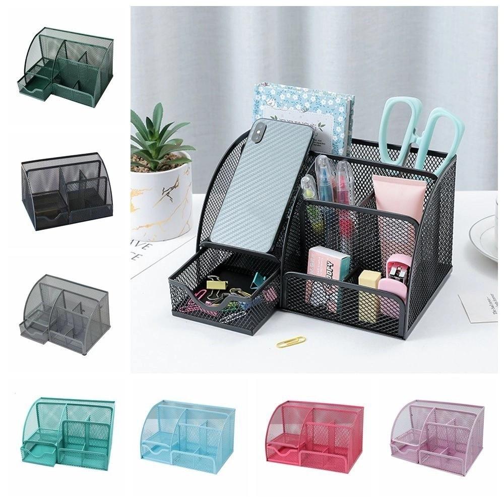 Metal Mesh Desk Organizer Multi-functional Desktop Office Organizer  School Office