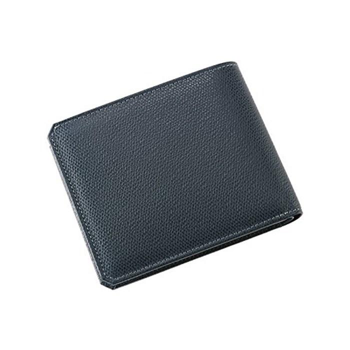 [Kipris] Trilogy Bi-fold Wallet with Coin Purse, Leather, Navy x Blue, 8531