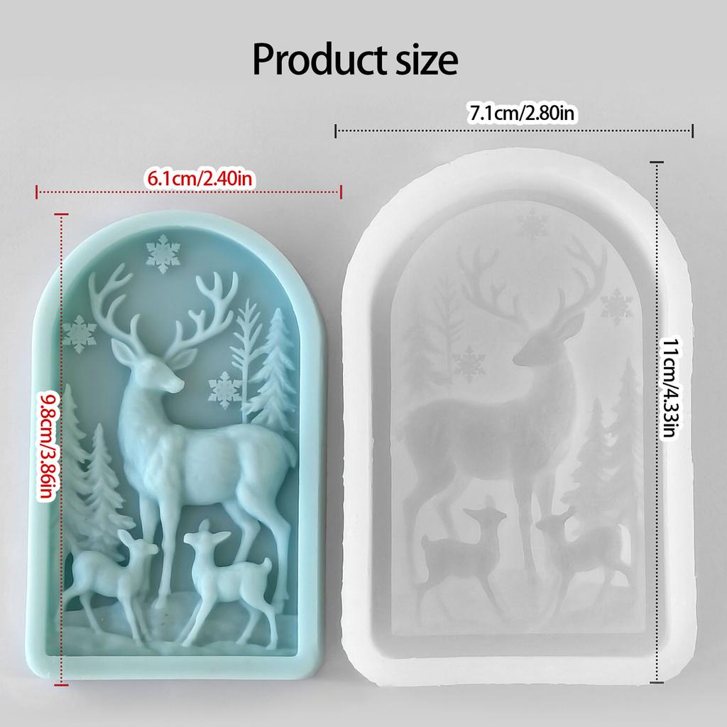 Christmas Reindeer Embossed Silicone Mold Silicone Candle Mould For Handmade Candle Soap Chocolate Holiday Decoration