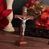 Catholic Wood Crucifix With Stand Vintage Religious Decoration Gift Catholic Jesus Cross  Church