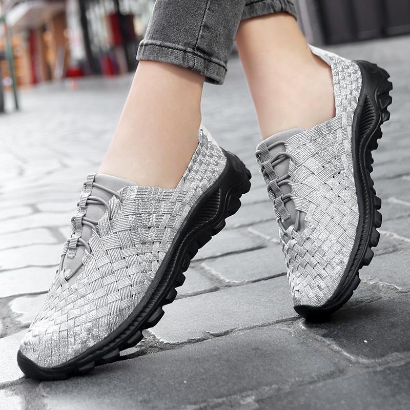 Summer Black Handmade Braid Beach Shoes Women Slip on Plus Size Casual Espadrilles Breathable Sneakers