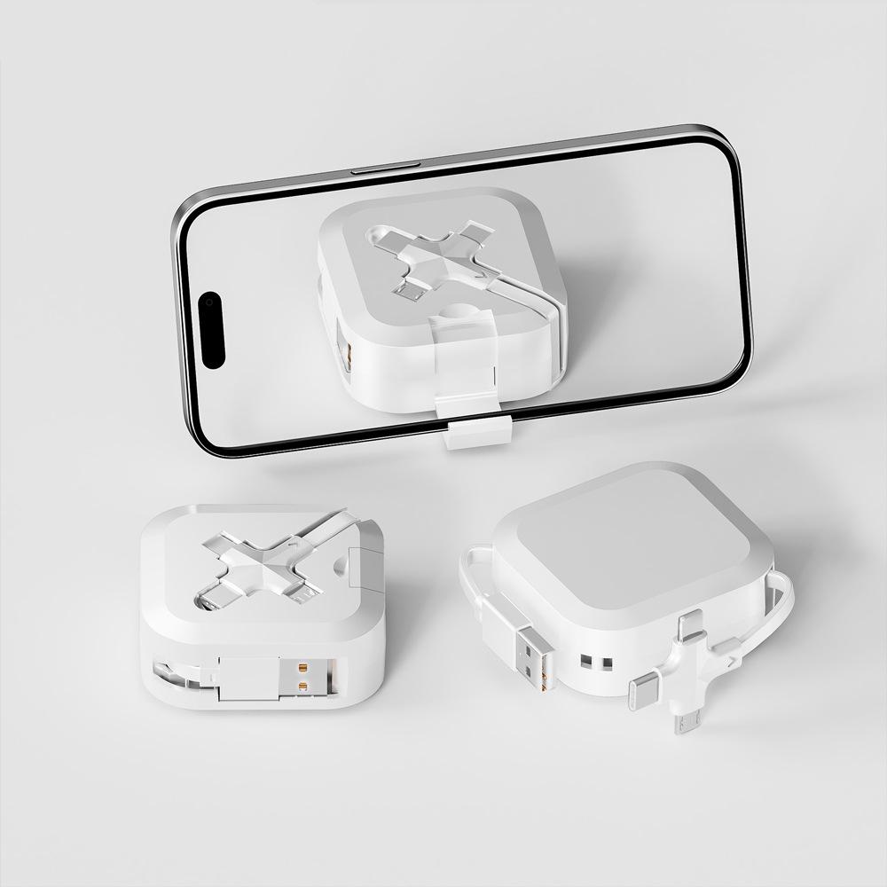 3-in-1 Foldable Retractable Type-C Charging Cable with Storage & Gift Customization - Fast Charging Compatible.
