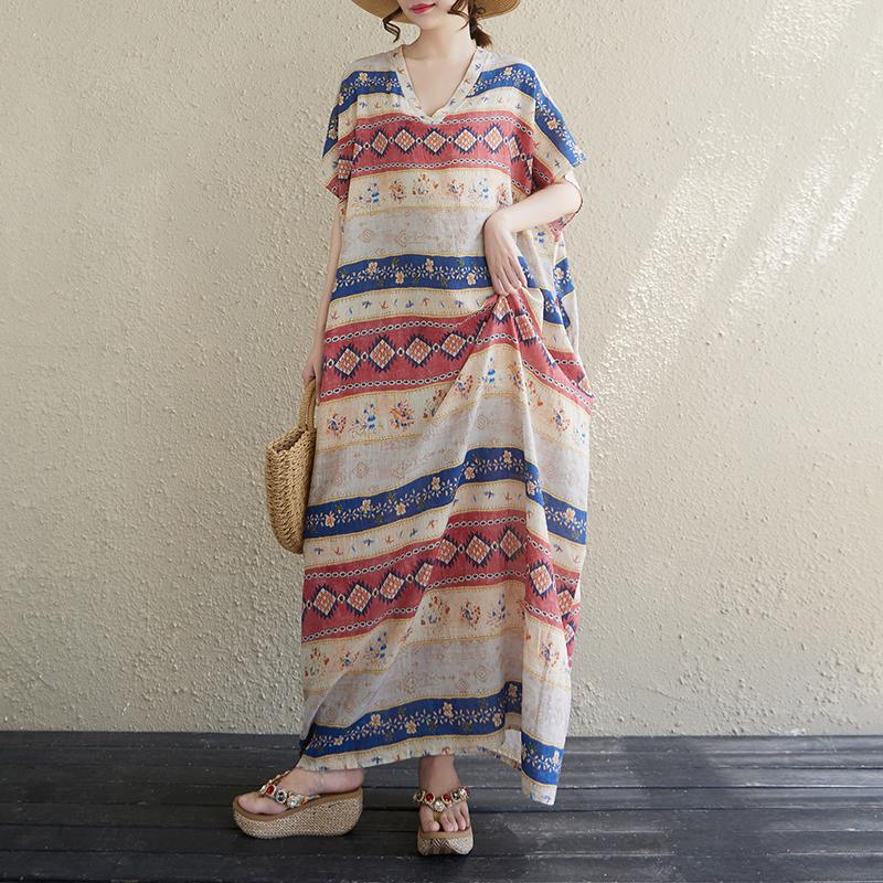 Dimanaf Abito Estivo Taglie Forti 2025 Basic Donna Casual Largo Vintage Nuovo Lungo Oversize Fiori Abito Maxi