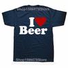 Funny I Love Beer Red Heart Graphic T-shirts Men Women's Fashion Casual Tshirt 100% Cotton Loose Oversized Drinking T Shirt