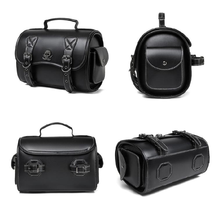 Punk Style Saddlebag Universal PU Side Bag Pouch Travel Luggage Bag with 2 Straps Over Saddles Bag Motorcycle Tool Bag