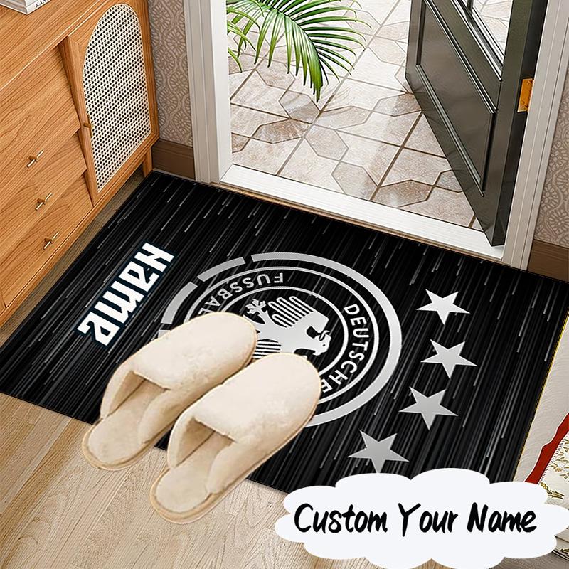 Custom Name German Football Badge Emblem Rug for Living Room, Game Rooms, Office, Bedroom, Floor Mat Playful Design, Fan Gifts Christmas Decor