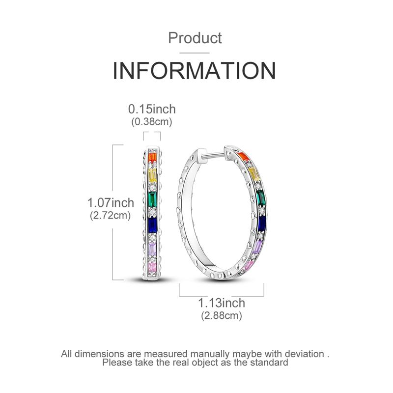 925 Silver Earrings Sparking Colorful Zirconia Hoop Earrings For Women Girls Party Anniversary Jewelry Gifts