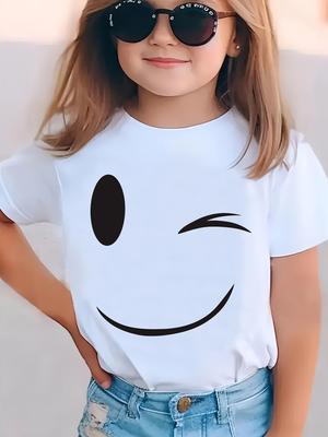 Summer Fashion Girls Short-sleeved T-shirt Cartoon Pattern Printed Casual Top