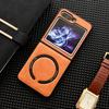 Leather for Magsafe Magnetic Wireless Charge Phone Case for Samsung Galaxy Z Flip 6 5 4 3 Flip5 Flip4 Flip6 5G Shockproof Cover