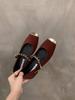 Flat-bottomed French small fragrant single shoes women's shoes 2025 new spring and autumn square head temperament Mary Jane evening shoes