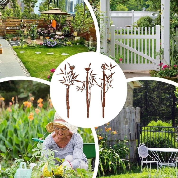 Rusty Metal Ground Post For Outdoor Spaces Multipurpose Plant Support And Decoration Simple Installation Gardens