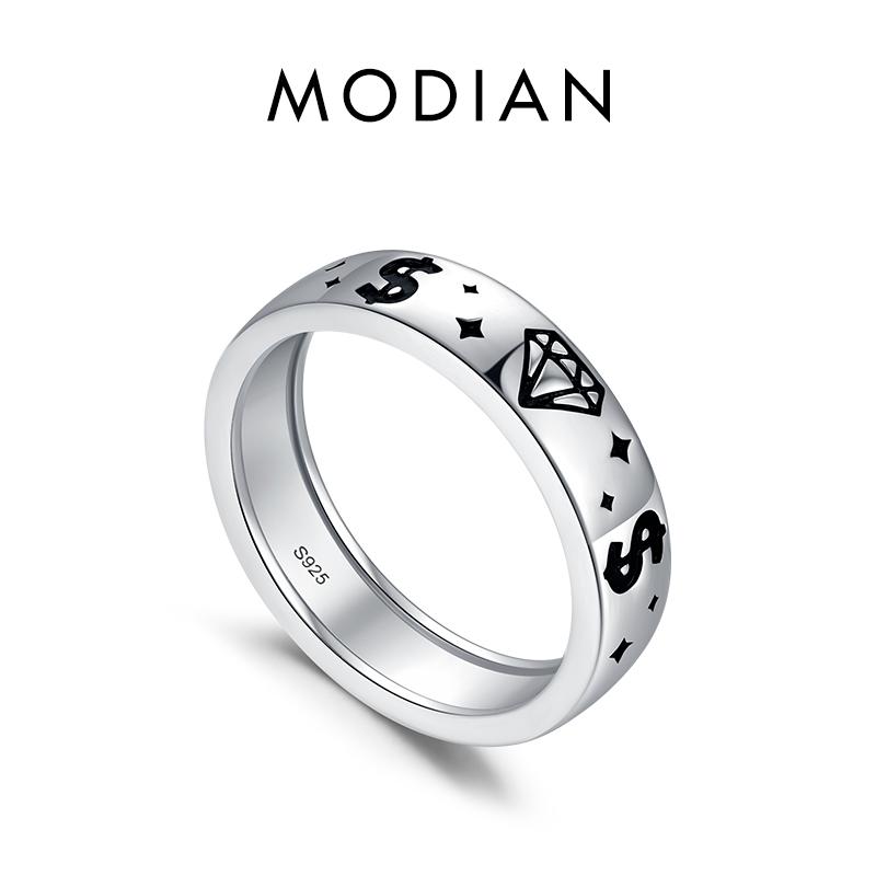 

Modian стерлингового серебра 925 пробы с деньгами и бриллиантами, штабелируемое кольцо на палец, модное панк-кольцо для женщин, изящные ювелирные изделия, подарок 9 серебряный