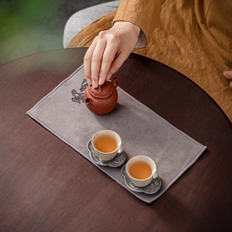 Zen Tea Towel Cloth Thickened Absorbent High-grade Tea Cloth Suede Printed Tea Table Rag Special Tea Pad Tea Set Accessories