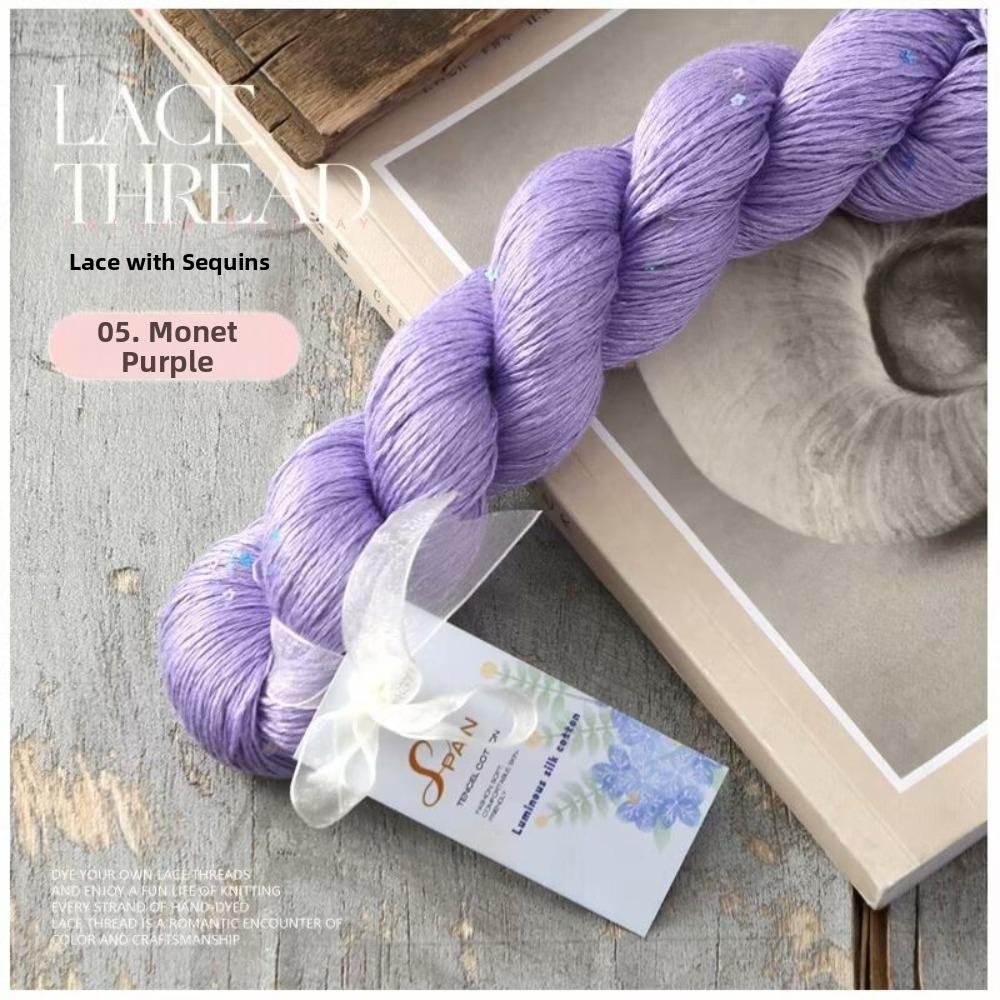 New 100g Weight Tencel Yarn Soft Texture Silk-like Solid Sequins Cotton Yarn Summer Lace Warm Feel Knitting Thread Hand Knitting