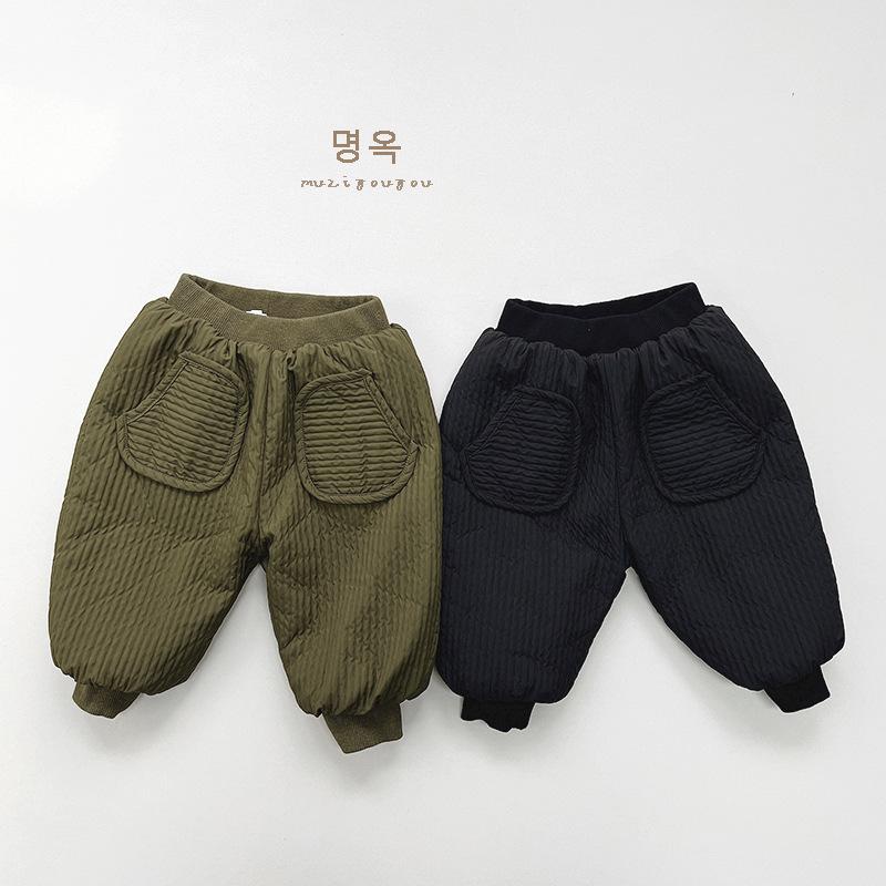 Kids Thick Padded Warm Winter Pants Korean Style Casual Unisex Toddler Children Trousers