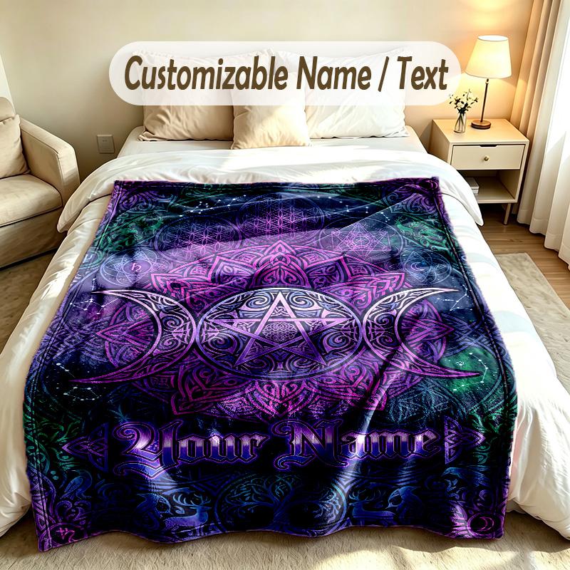Witchcraft Theme Custom Blanket Personalized Name & Text Customized Soft Warm Throw Blanket Home Decor