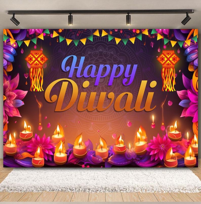 Happy Diwali Photography Backdrop Indian Diwali Tradition Deepavali Candle Marigold Wedding Birthday Background Photo Studio