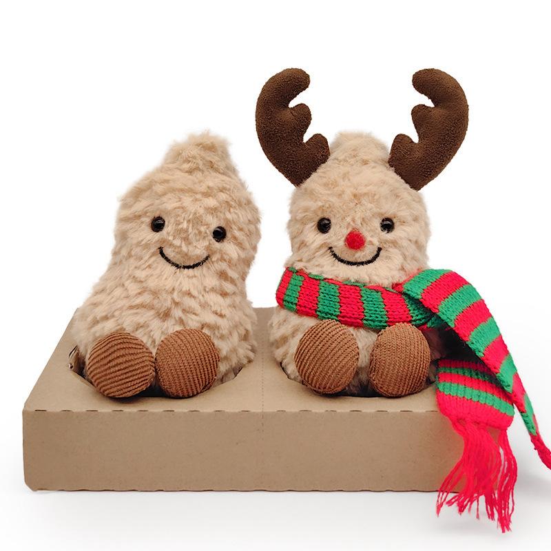 New Product Simulated Christmas Scarf Elk Peanut Doll Plush Toy Doll Cute Christmas Decoration Pendant