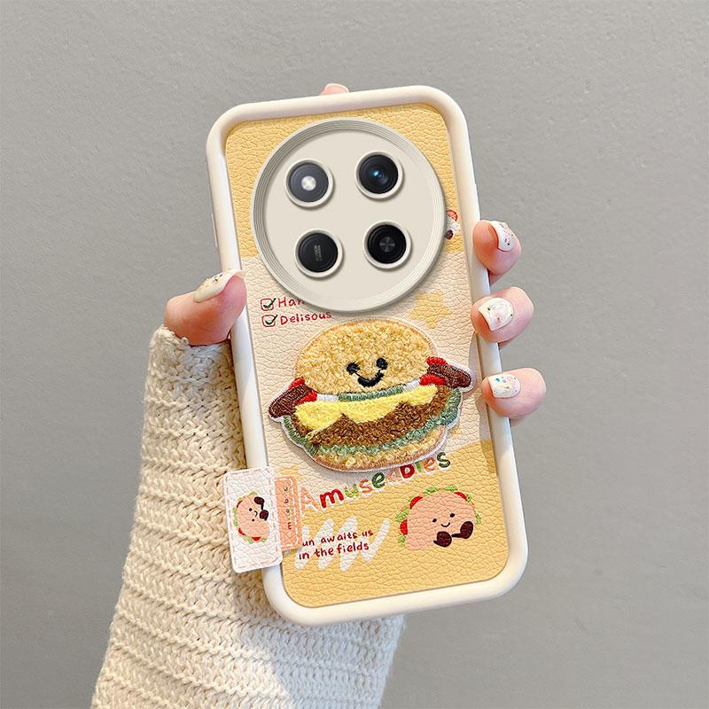 KEYSION Cartoon Cute Plush Embroidery Case for HONOR X9c 5G with Lanyard Shockproof Phone Cover for Huawei Honor Magic 7 Lite 5G