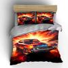 Classic car with fiery sunset painting Bedding Set for Kids Luxury Gift 3pcs Digital Print Comforter Set Soft Comfortable