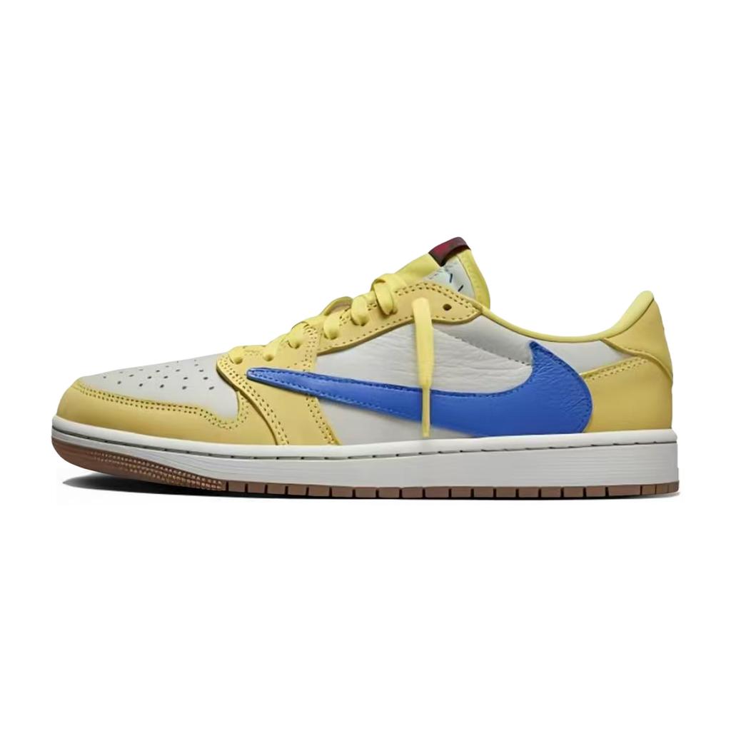 Jordan x Travis Scott Air Jordan 1 White & Purple Hook Slip Resistant Low top Vintage Basketball Shoes Women's DZ4137-700(Team2042-  .)