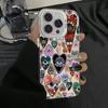 Evil Eye Glossy Heart Pattern Electroplate Silver IMD Phone Case For iPhone 16 Pro Max 15 14 13 12 11 7 8 16 Plus X XS XR Cover