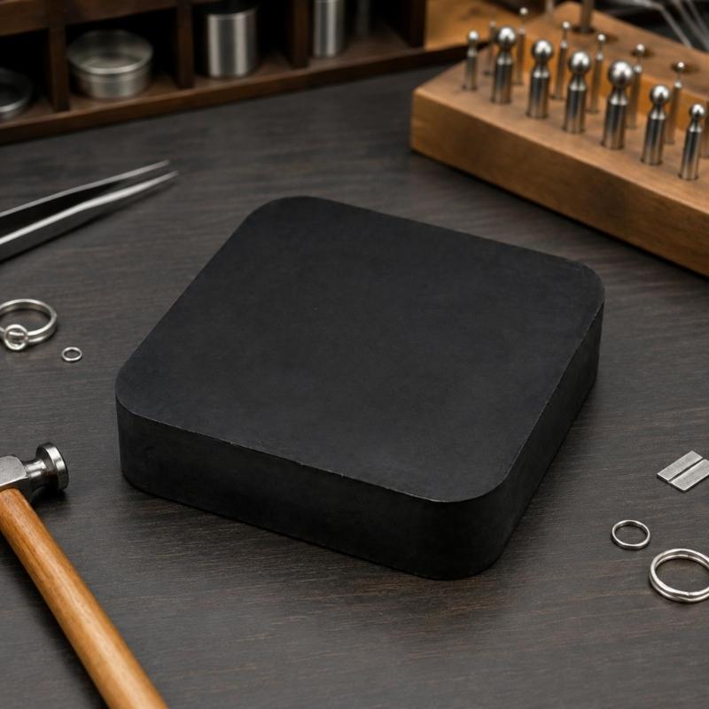 Jewelry Hammering Pad with Rubber Contact Layer for Steadier Positioning While Flattening and Adjusting Small Jewelry Components During Detailed Work
