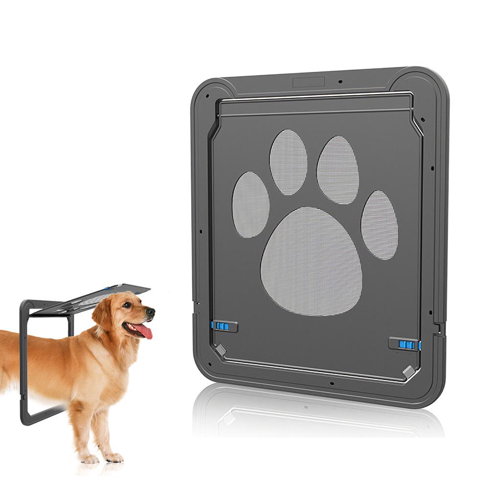 Pet Screen Door Magnetic Flap Screen Automatic Lockable Black Door for Dogs