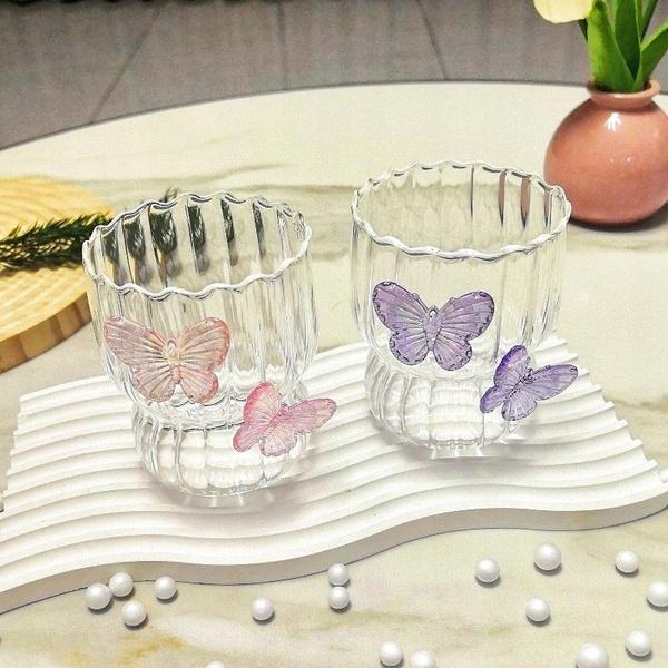 Ecarla Glass With Wavy Walls Butterfly Purple 260Ml Szk162
