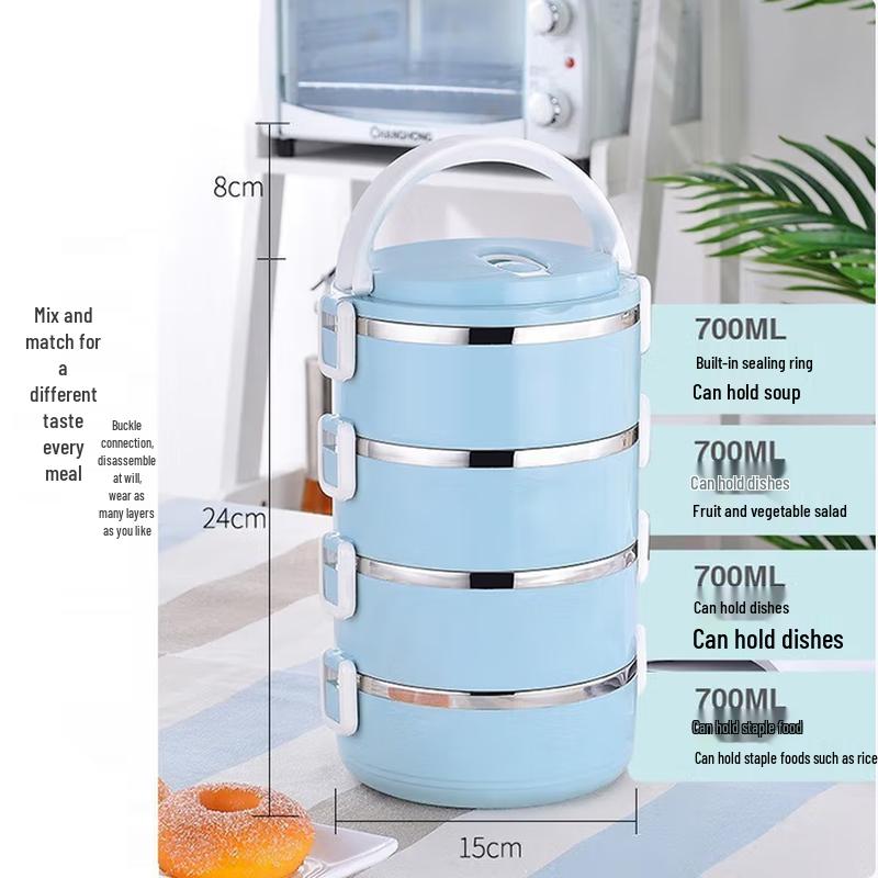 SIFAR Portable 3-Layer Stainless Steel Insulated Lunch Box