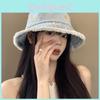 Denim Summer Bucket Hat With Floral Design For Casual Outdoor Wear Characters Included)