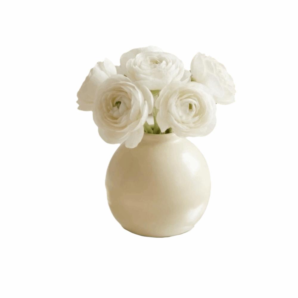 Elegant Simulated Flower Set Ceramic Vase Faker Flower Desktop Ornaments Living Room White Flower