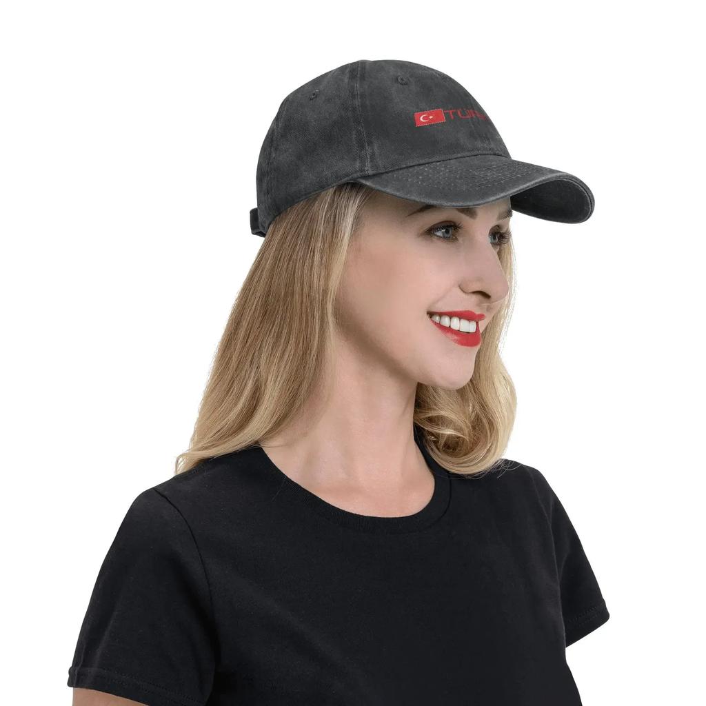 Vintage Turkish Flag Turkey Proud Baseball Caps Men Women Distressed Denim Washed Snapback Cap Unstructured Soft Hats Cap
