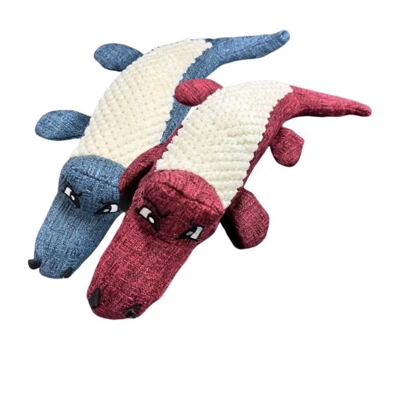 New Dog Plush Squeaky Bite-Resistant Crocodile Toy for Teeth Cleaning and Chewing