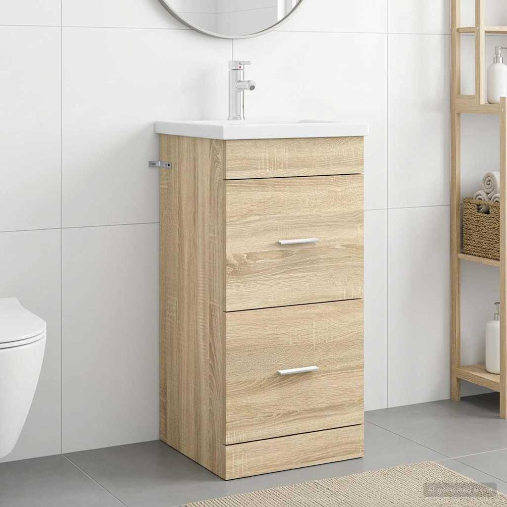 Bathroom Cabinet with Sink Sonoma Oak