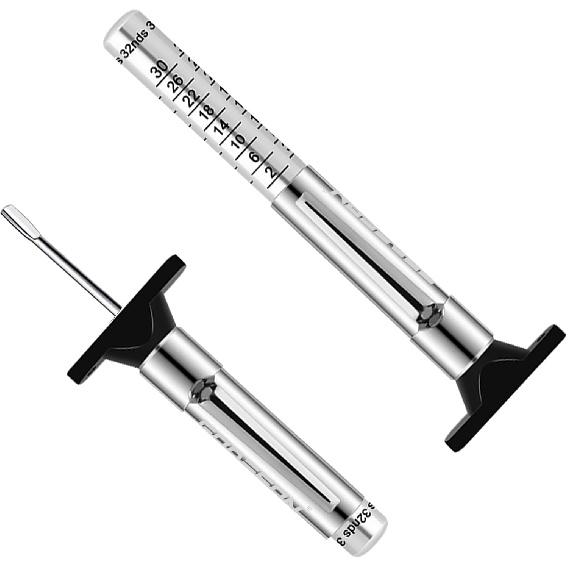 GODESON Tire Tread Depth Gauge,Metal Tread Depth Gauge with Clip,Tire Depth Gauge 32nds for car, Truck, Vehicle, Motocycler etc(Pack of 2)