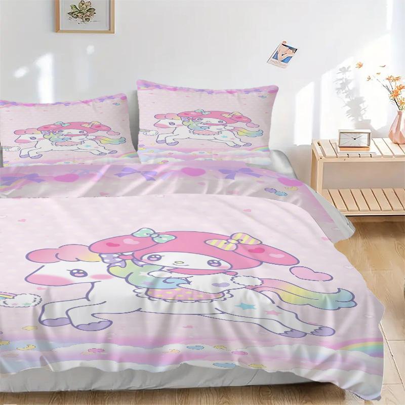 Melody Unicorn Print 3Pcs Bedding Setduvet Cover With 2 Bedropillowcase Home Birthday Gift