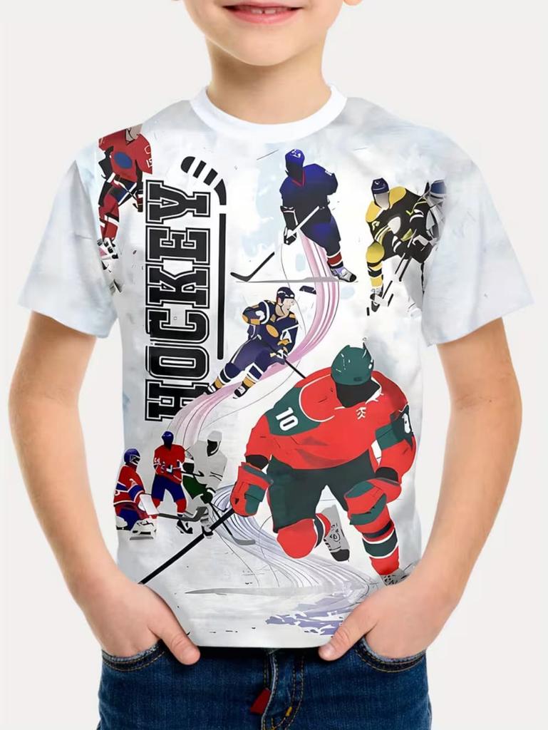 T-shirt pour Enfants Mode Impression 3D Été Manches Courtes Personnalisé Hip-Hop Confortable Col Rond Haut de Sport