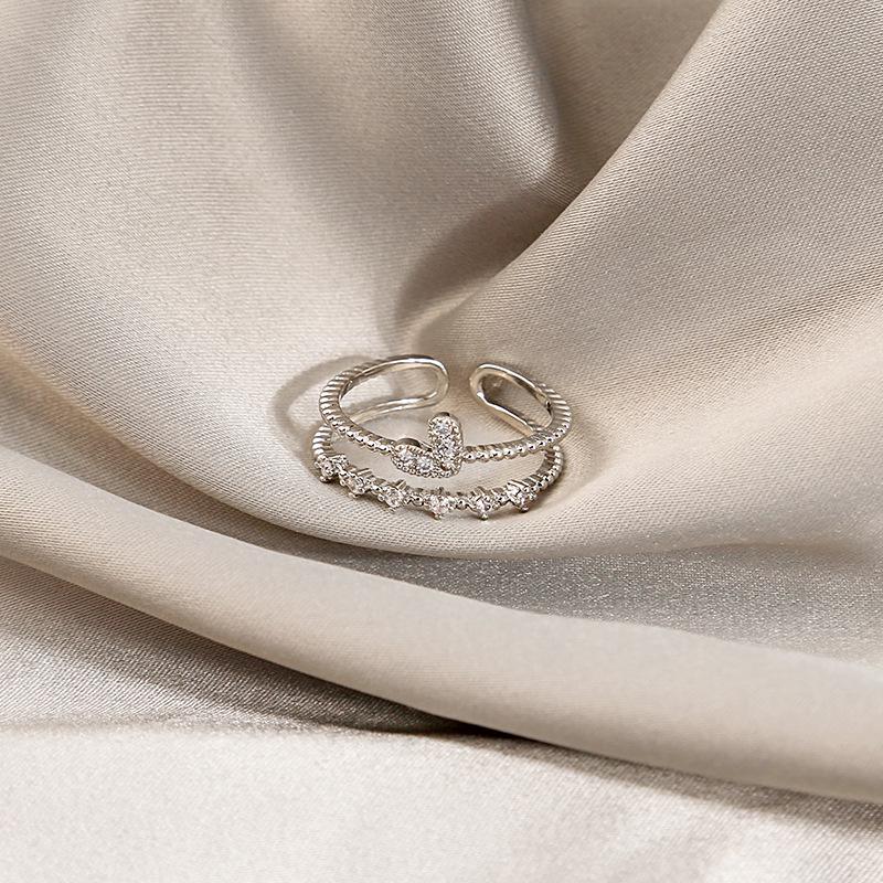 European & American Style Goddess Heart Ring: Exaggerated, Trendy, Non-Fading Diamond-Paved Design for Women