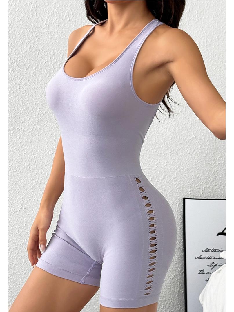 

Формирующий цельный костюм для йоги с эффектом «обнаженного тела», контролем живота и быстросохнущим дизайном, приподнимающим ягодицы Medium фиолетовый