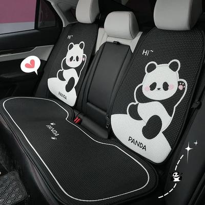 2025 Cartoon Panda Car Seat Cushion Full Set Fashion Breathable Ice Silk Car Seat Cushion Cover Anti Slip Interior Accessories