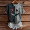 Women's Cute Sweater Knitted Fashion Casual Round-neck Short-sleeved  Cozy Print Top