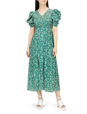 Vintage Flower Pattern Dress LWFO234053 GRN [Lily Brown] Women's