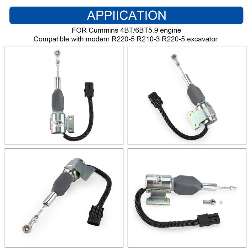 3932530 24V Diesel Engine Shut Off Solenoid SA-4756-24 for Cummins 4BT, 6BT5.9 Excavator