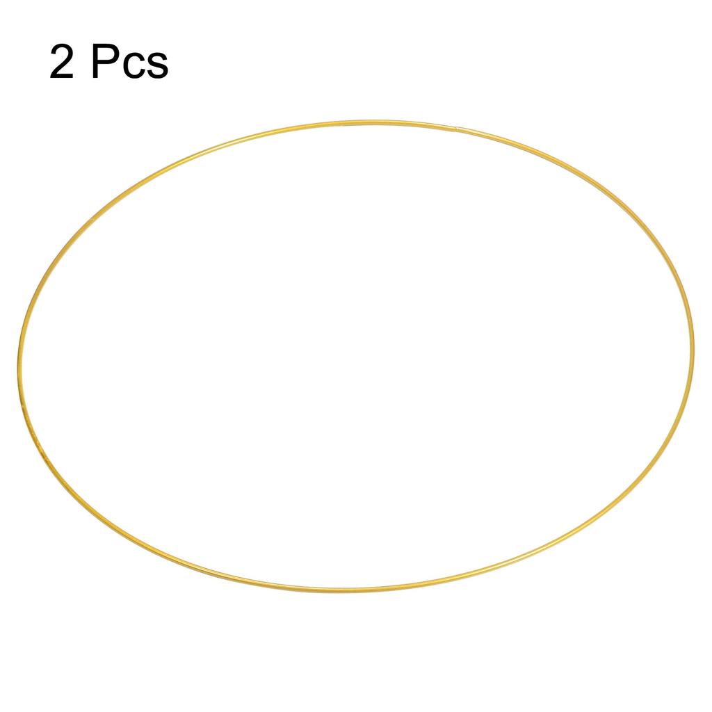 Round Metal Floral Hoop, 2 Pcs Gold Wreath Macrame Frame for Wedding Geometric Decor Party Wall Hanging, Gold Tone